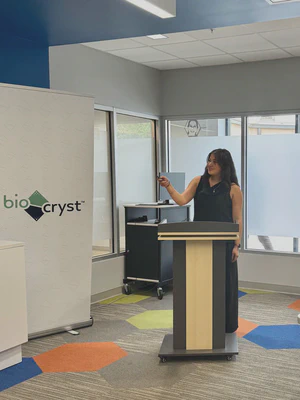 Presenting assay development results at BioCryst Pharmaceuticals.